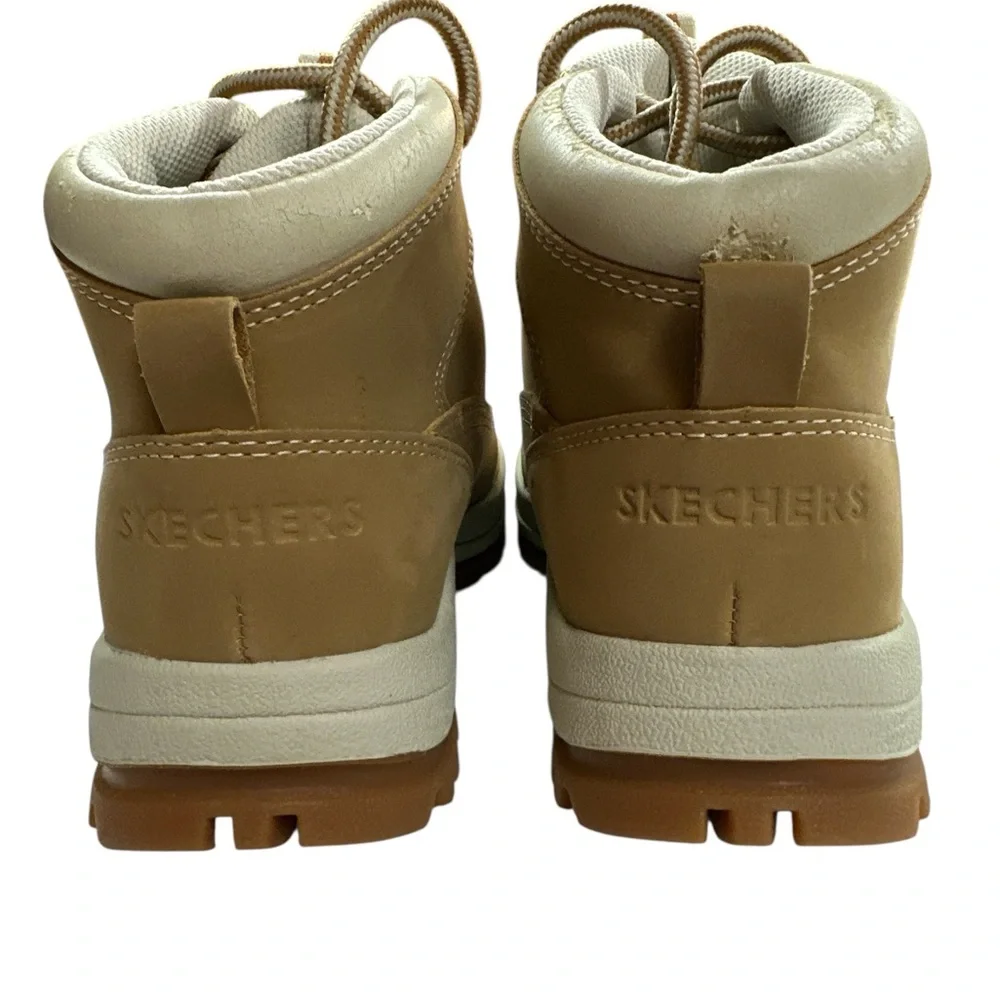 Skechers Synergy Tan & Cream Women’s Hiking Outdoorsy Lace-up Ankle Boots Size 6